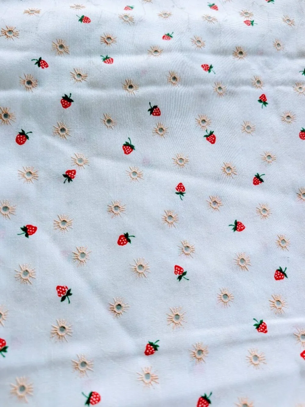 VTG Wamsutta OTC M Lowenstein Strawberry Sun Fabric 1.2 Yds Extra Wide 73